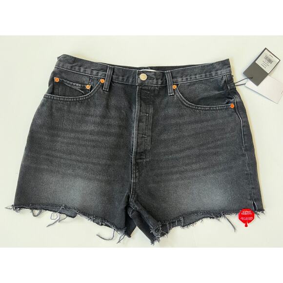 Re/Done 50S Black 3 High-Rise Cut-Off Short Jean Women's Size 32 NWT - Picture 1 of 9